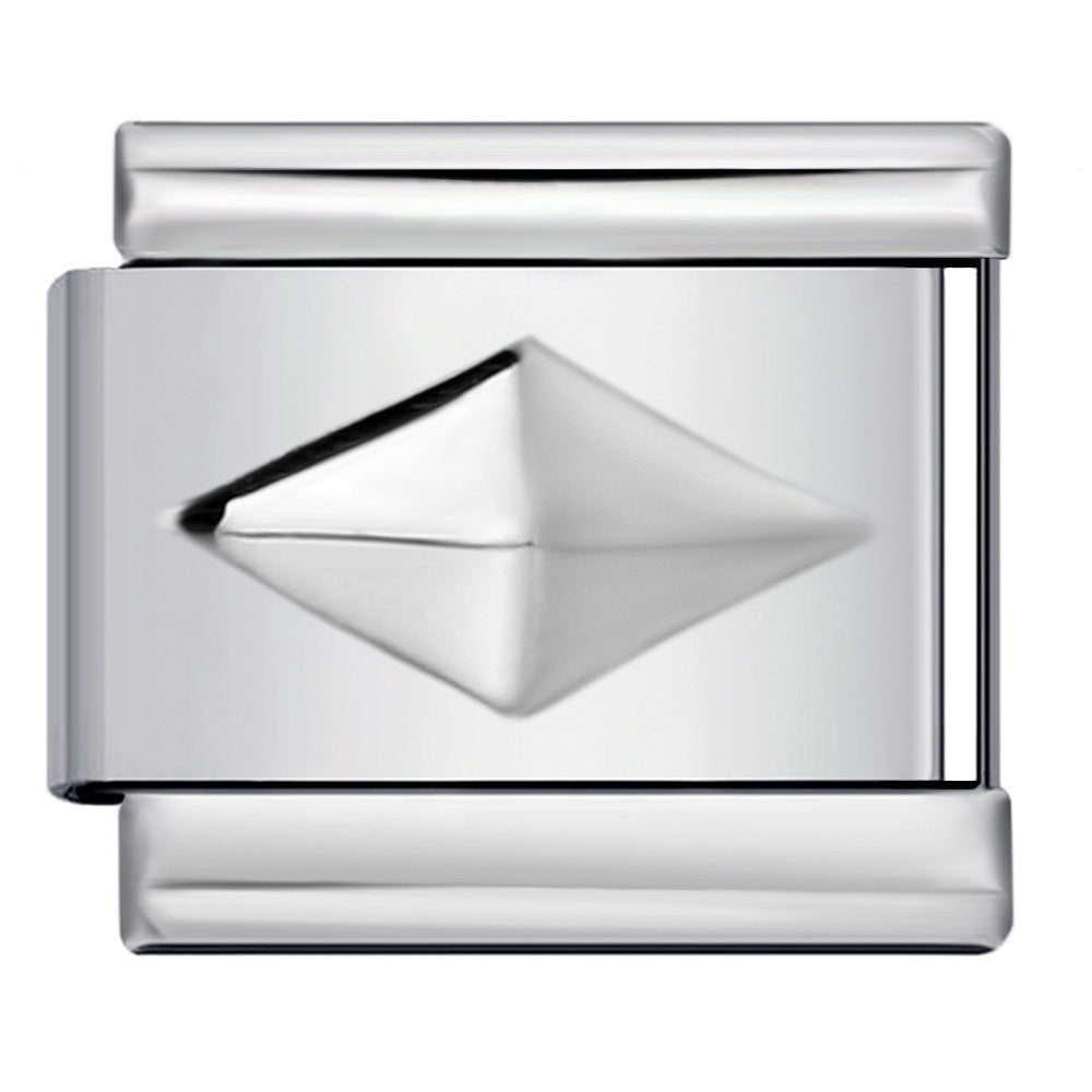 Titanium Steel Convex Silver Stamped DIY Italian Charm Bracelet with Unique Patterns