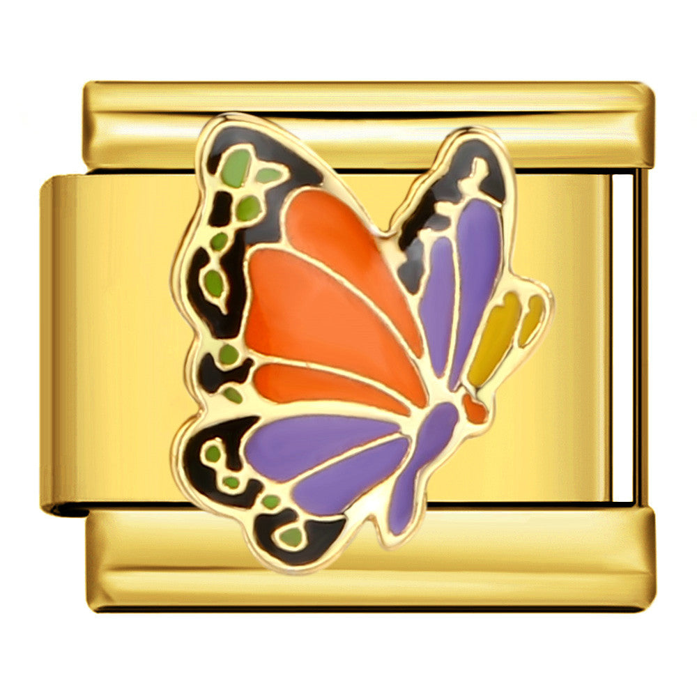 Gold Bottom Italian Module Bracelet Welding Dripping Oil Titanium Steel Bracelet Fashion DIY Italian Bracelet