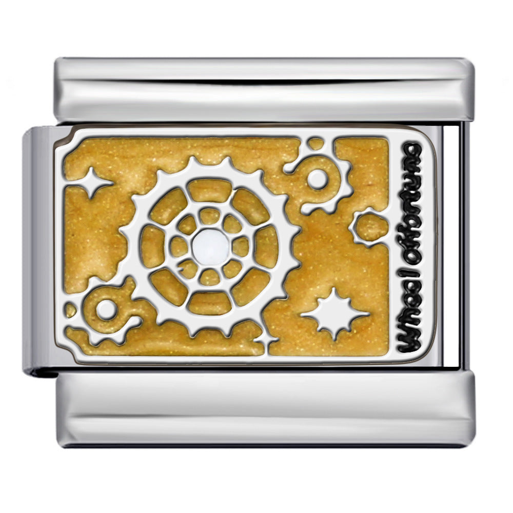 Tarot Series Italian Modular Bracelet DIY Welding Drip Oil Stretch Stainless Steel Chain