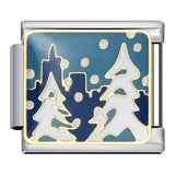 Christmas Series Italian Module Bracelet DIY Stainless Steel Welding Drip Oil Pattern Elastic Splicing Strap Chain