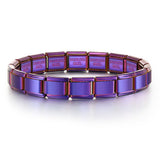 Titanium Steel Vacuum Genuine Gold IP Electroplating Italian Module Bracelet Basic Elastic Strap Chain Italian Charm