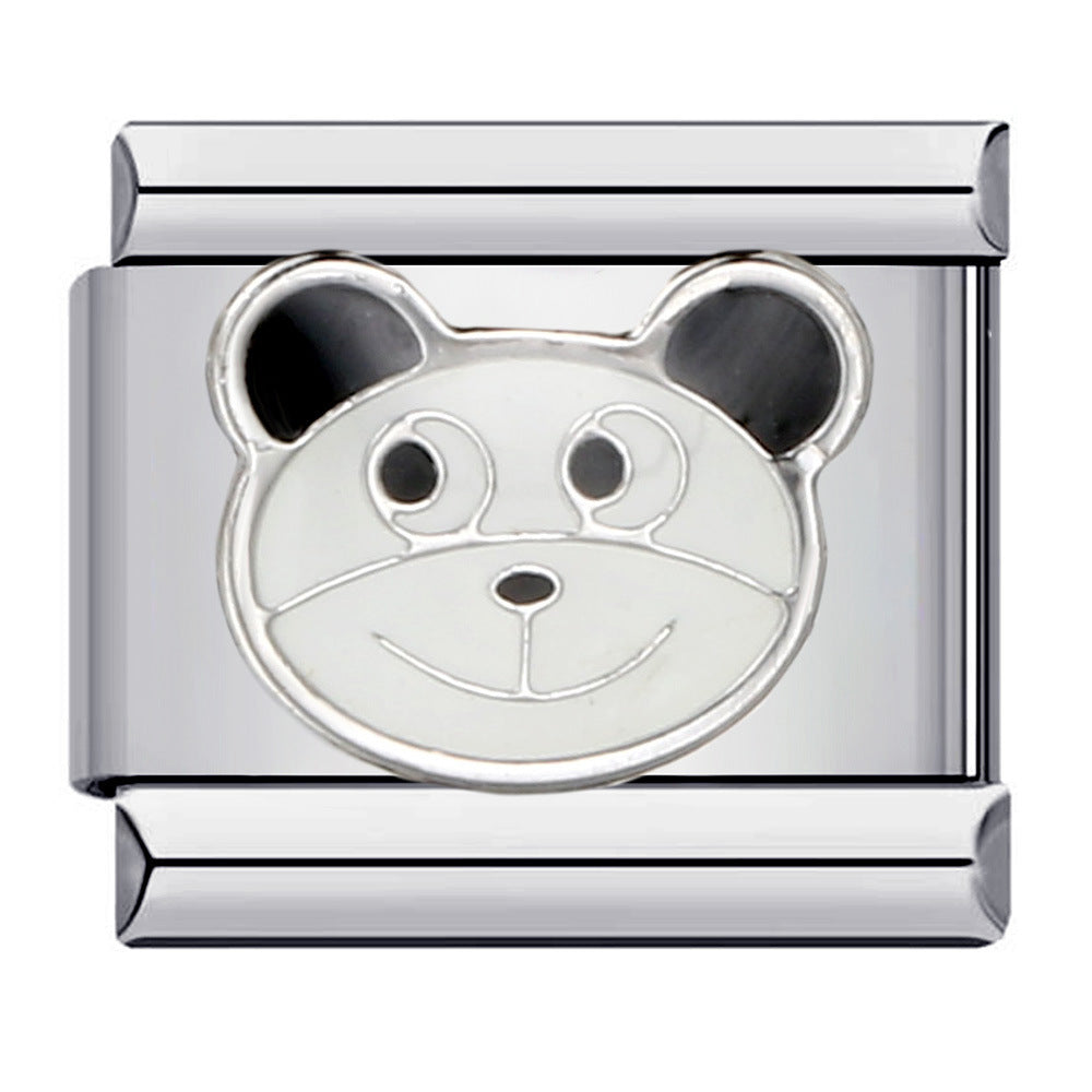 Cute Panda Chinese Style Series Bracelet Stainless Steel Gold Plated Welding DIY Italian Module Bracelet Strap Chain