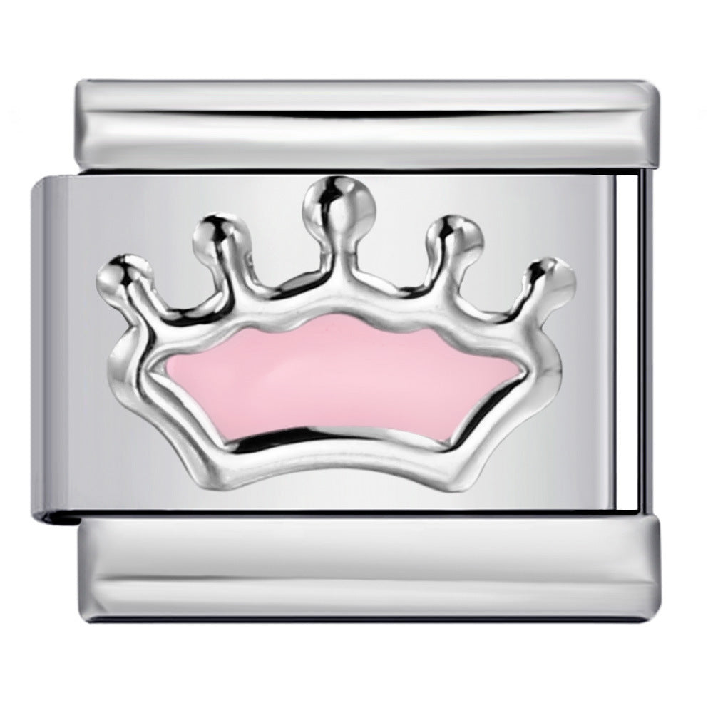 Color Dripping Oil Clover Module Bracelet Stainless Steel Stamping Pattern DIY Elastic Bracelet Accessories Wholesale