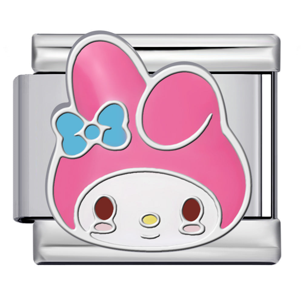 Cute Cartoon Character Series Titanium Steel Welding Drip Oil DIY Bracelet Italian Module Bracelet Accessories Wholesale