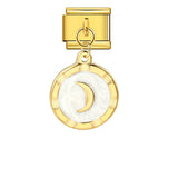 Round Pendant with Gold and Silver Base, Italian Module Bracelet, Titanium Steel Drip Oil Hook, Fashionable DIY Versatile Bracelet