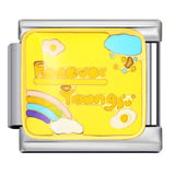 Stainless Steel Welded Gold-Plated Drip Oil DIY Personalized English Elastic Patchwork Bracelet - Italian Module Wholesale