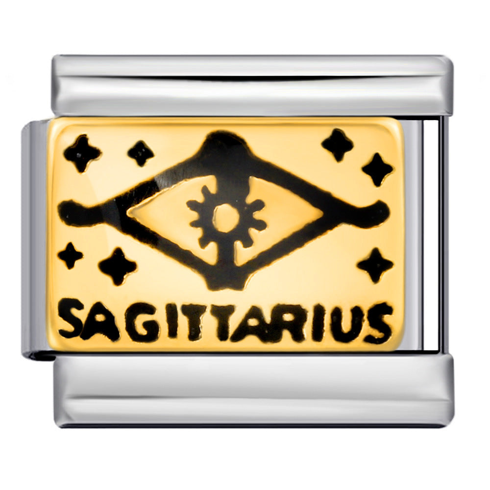 12 Zodiac Sign Italian Modular Bracelet Stainless Steel Gold Plated Enamel DIY Charm Bracelet Jewelry