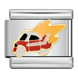 Hot Selling Fire Truck Train Italian Modular Bracelet DIY Titanium Steel Welding Gold Plated Drip Oil Bangle