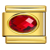 Italian Style Gold Plated Oval Birthstone Bracelet Stainless Steel DIY Customizable Fashion Jewelry Wristband