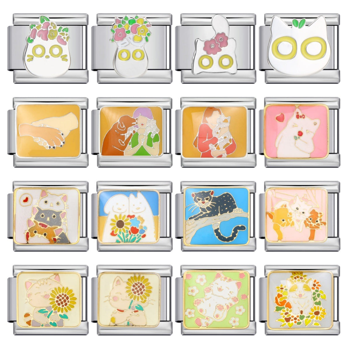 Pet Crowd Elements Italian Module Bracelet Welding Pattern Drip Oil DIY Elastic Splicing Stainless Steel Bracelet