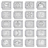 Titanium Steel Convex Silver Stamped DIY Italian Charm Bracelet with Unique Patterns