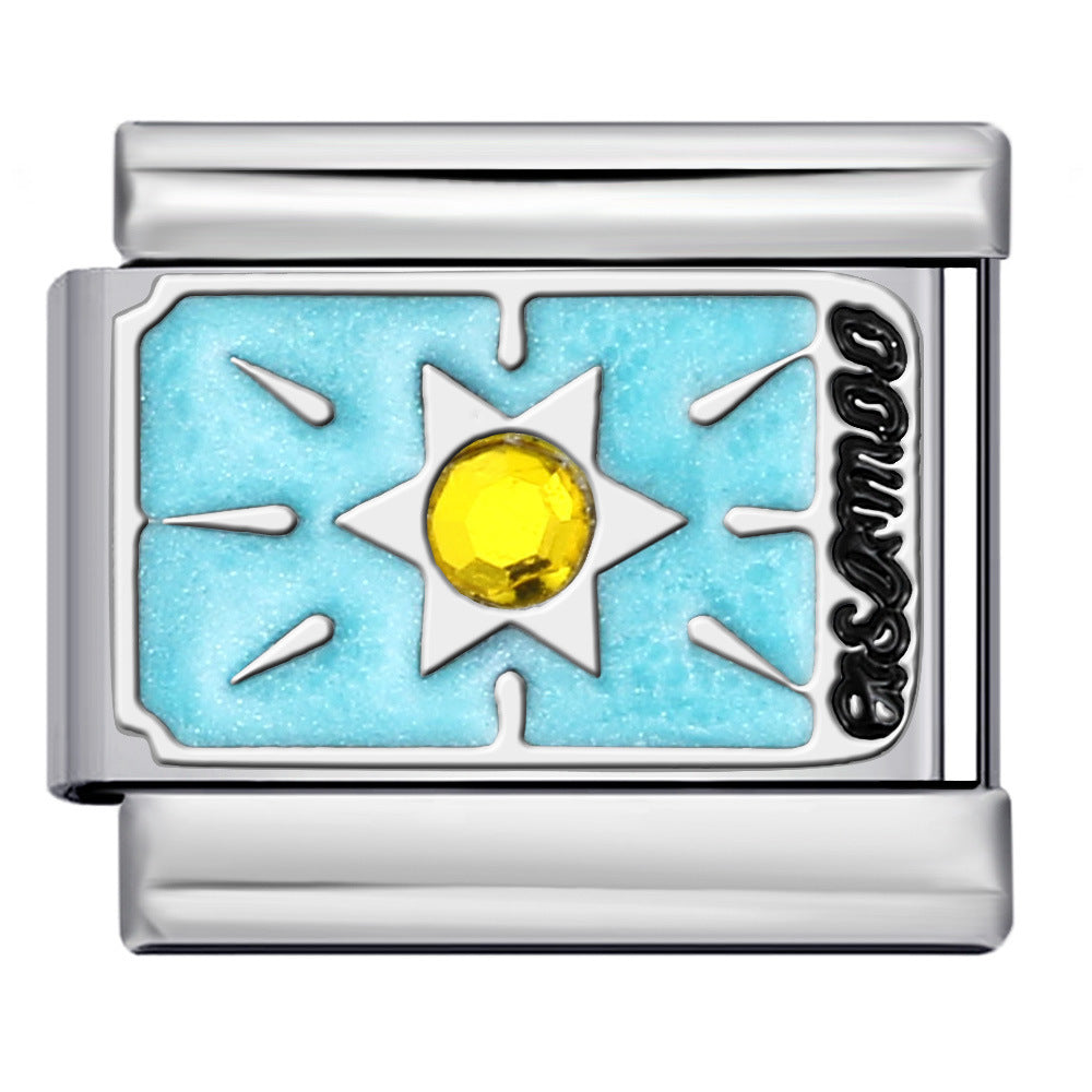 Tarot Series Italian Modular Bracelet DIY Welding Drip Oil Stretch Stainless Steel Chain