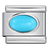 Elliptical Colored Stone Italian Module Bracelet Birthday Stone Stainless Steel DIY Simple and Versatile Bracelet Accessories