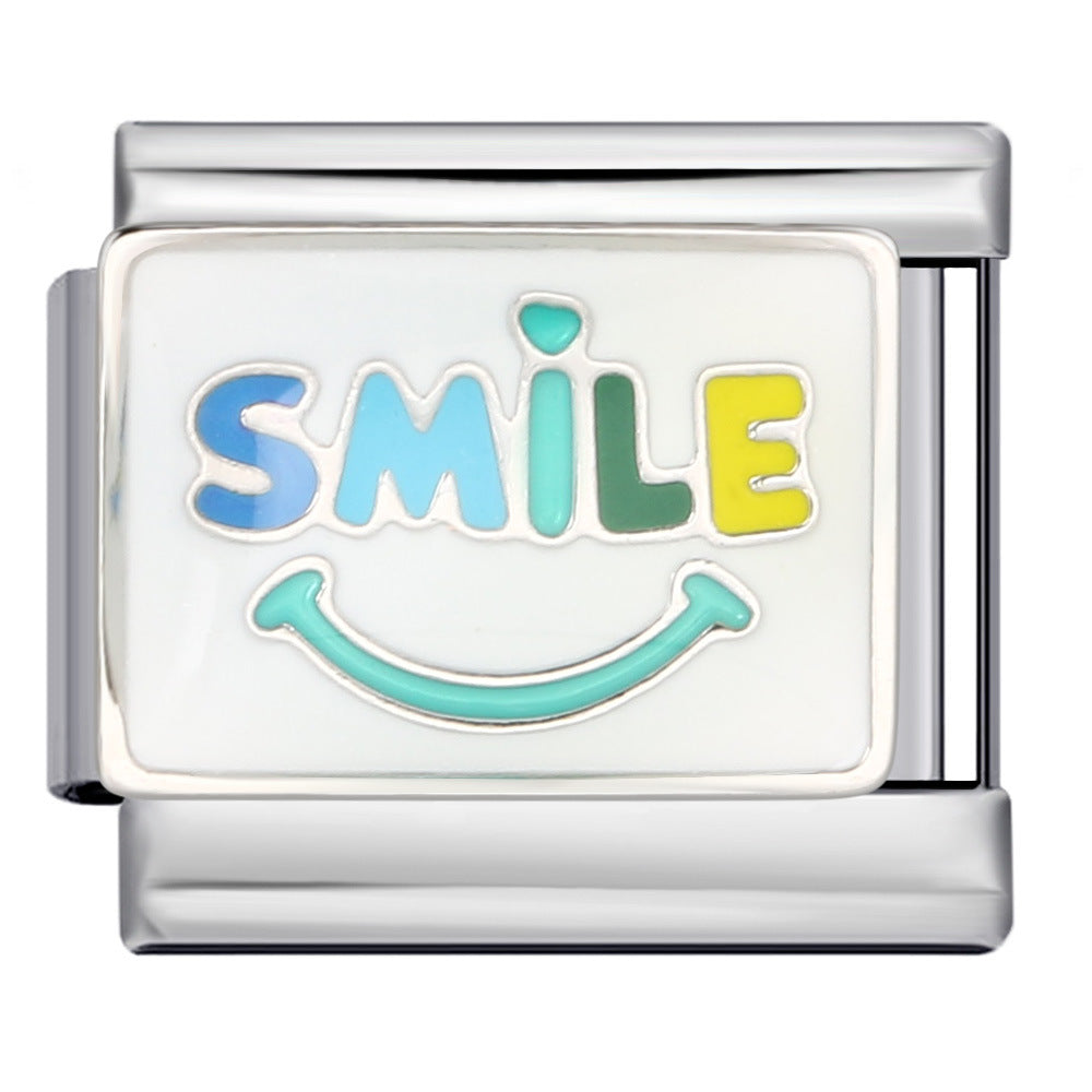 Good Mood Italian Module Bracelet DIY Welding Drip Oil Bracelet Elastic Splicing Stainless Steel Strap Chain