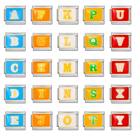 New Color Drip Oil Letter Italian Module Bracelet Titanium Steel Welding DIY Elastic Splicing Fashion Bracelet