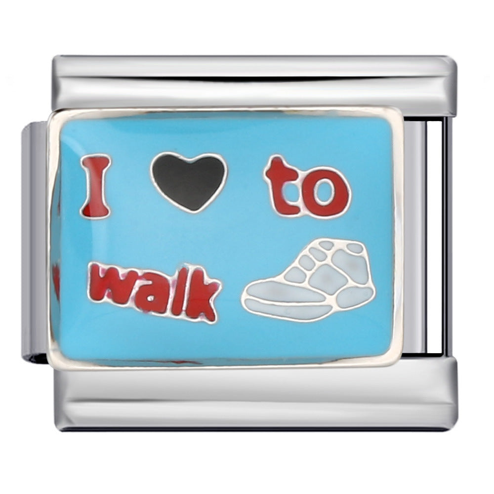 Music Hobby Series Stainless Steel Italian Module Bracelet Titanium Steel Welded Pattern DIY Bangle Wholesale