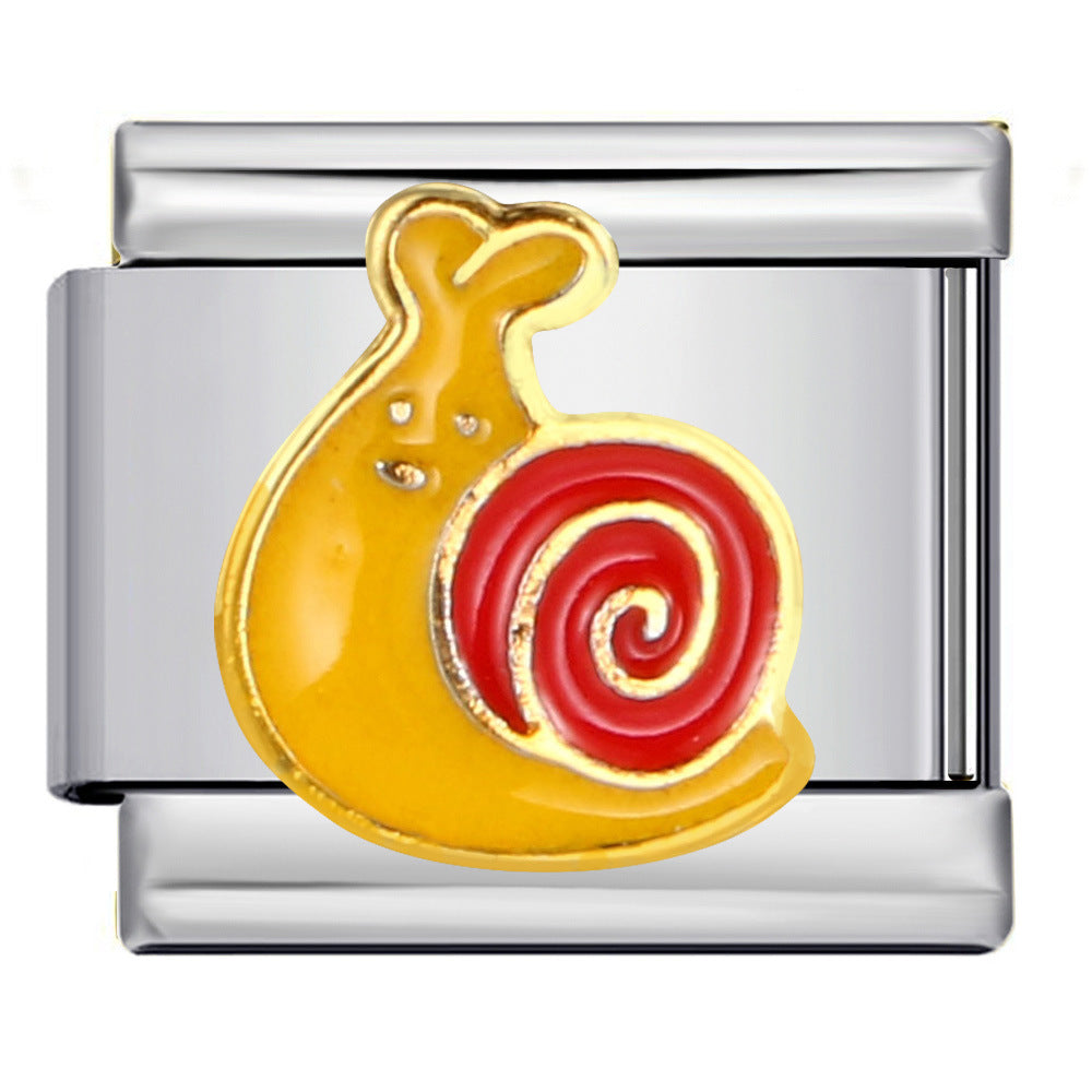 Stainless Steel Welding Drip Oil Animal Pattern DIY Italian Module Bracelet Free Splicing Elastic Accessories Wholesale