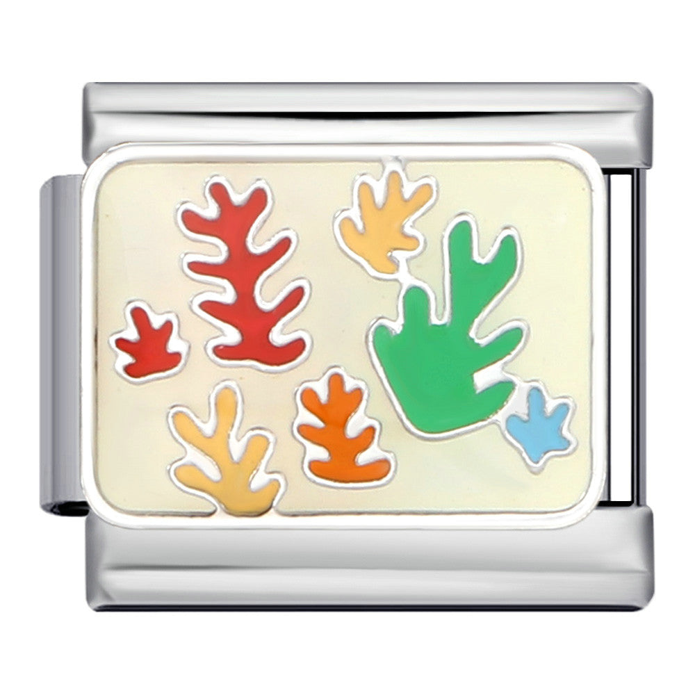 New River, Mountain, Seaside Scenery Italian Module Bracelet with Gold Plating and Oil Dripping DIY Welding Stainless Steel Bracelet