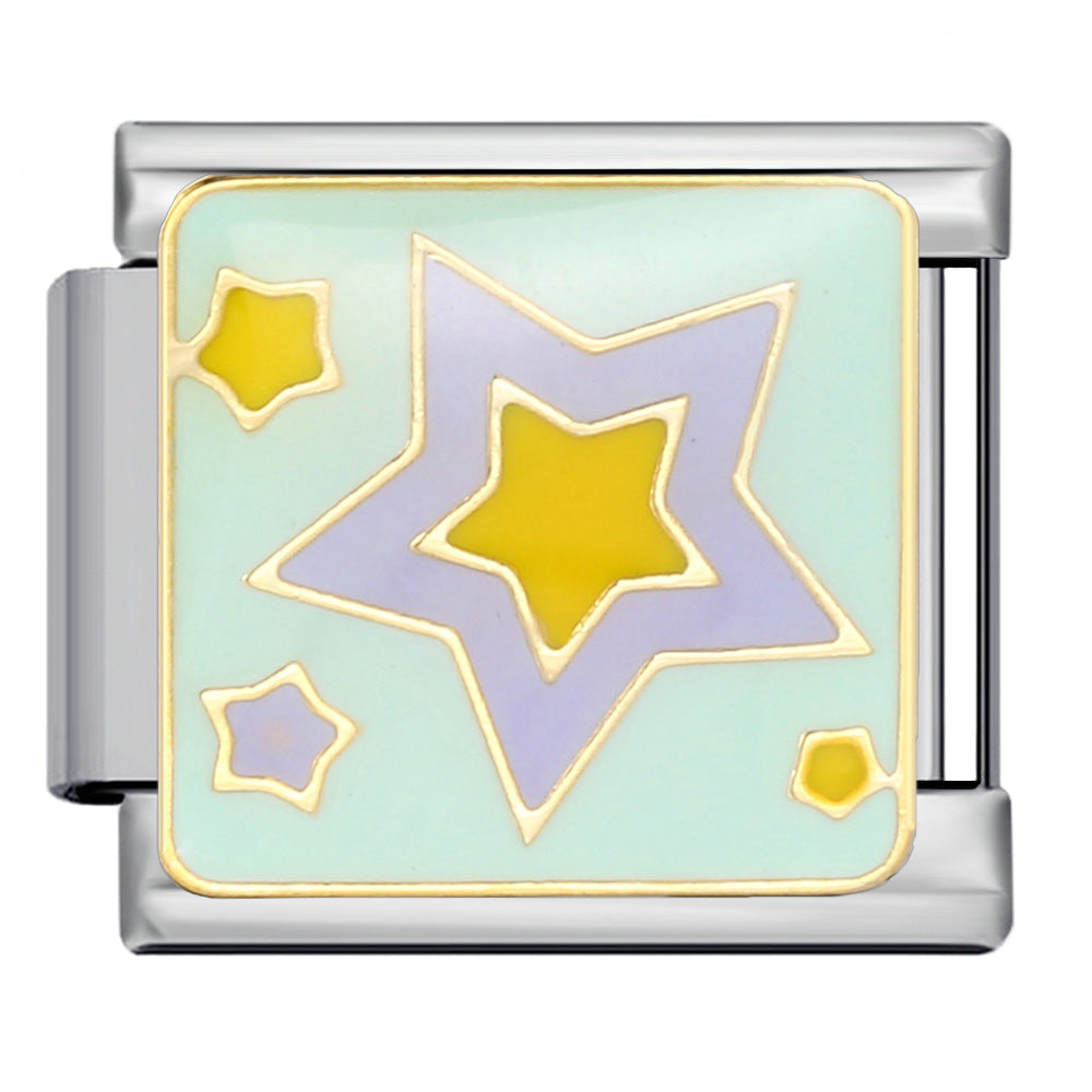 Titanium Steel Gold-plated Drip Welding Pattern DIY Italian Module Bracelet Italian Charm Bracele