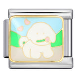 Stainless Steel Welding Drip Oil Animal Pattern DIY Italian Module Bracelet Free Splicing Elastic Accessories Wholesale