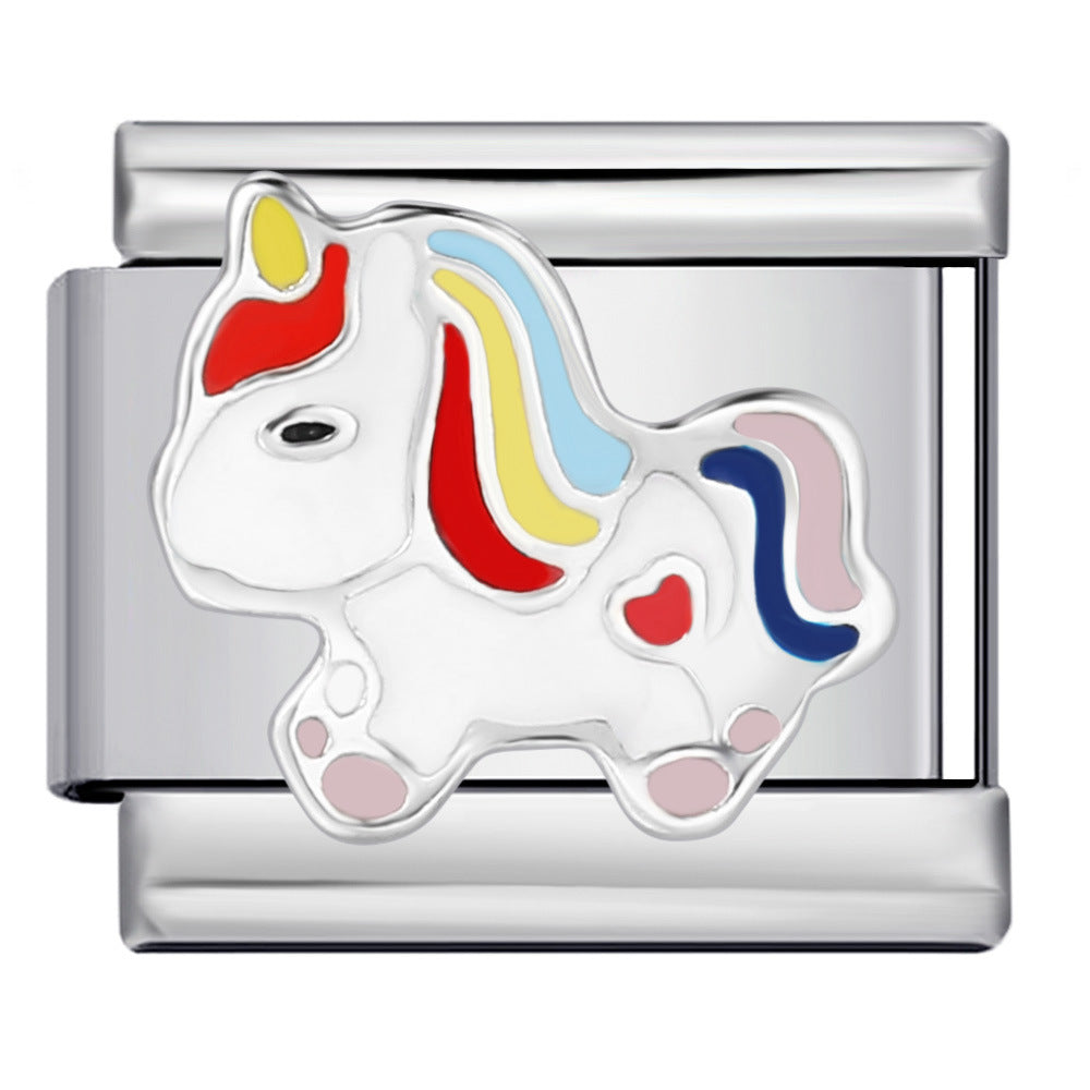 Pet Cat Dog Series Titanium Steel Welding Drip Bracelet Cartoon DIY Italian Module Wholesale Charm Bracelet for Animal Lovers