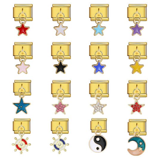 New Star Moon Series Pendant Italian Module Bracelet Single Hook Titanium Steel Elastic Splicing Strap Chain