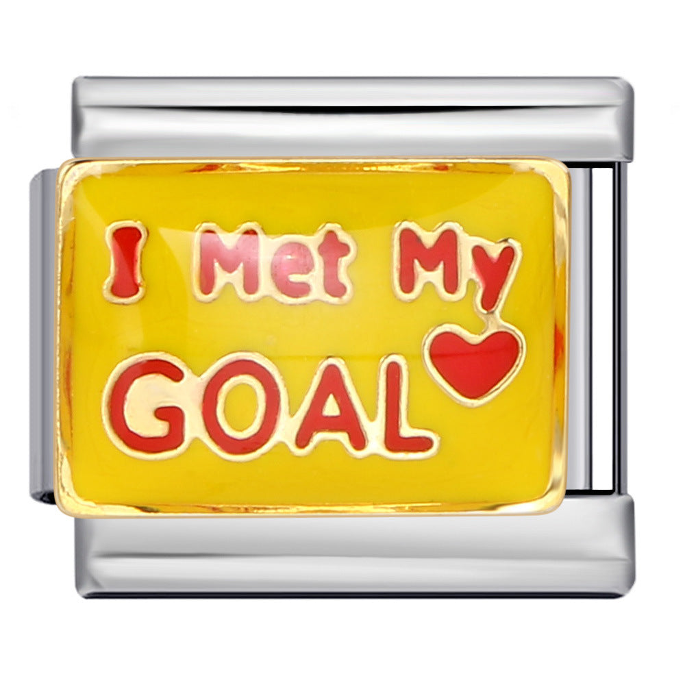 New Personalized English Italian Module Bracelet Titanium Steel Welding Drip Oil DIY Elastic Free Splicing Bracelet