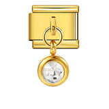 Colorful Birthstone Gold and Silver Base Circular Pendant, Italian Module Bracelet, Titanium Steel Hook, Fashionable and Versatile Bracelet