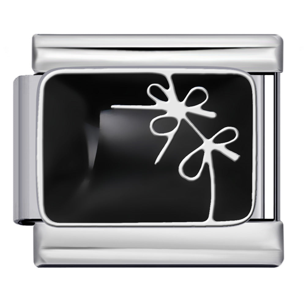 Pink Pattern Italian Module Bracelet Titanium Steel Welding Drip Oil Pattern DIY Bracelet Gift for Girls