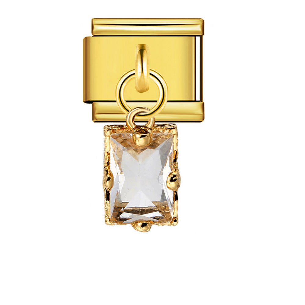 New Pearl Gemstone Hook Pendant Italian Module Bracelet DIY Elastic Splicing Stainless Steel Bracelet