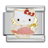 Wholesale DIY Titanium Steel Welded Enamel Drop Charms Italian Link Bracelet Straps with Cute Cartoon Patterns