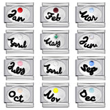 Italian Modular Bracelet 12 Birthstones Titanium Steel Welded Colorful Beads DIY Stretchable Fashion Wristband Accessory