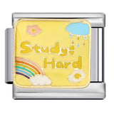 Stainless Steel Welded Gold-Plated Drip Oil DIY Personalized English Elastic Patchwork Bracelet - Italian Module Wholesale