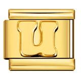 Golden Concave Letter Series Italian Module Bracelet Titanium Steel Stamping DIY Elastic Splicing Bracelet Accessories