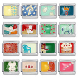 New Stainless Steel Welding Drip Oil DIY Bracelet Italian Module Bracelet Colorful Pattern Personalized Splicing Bracelet