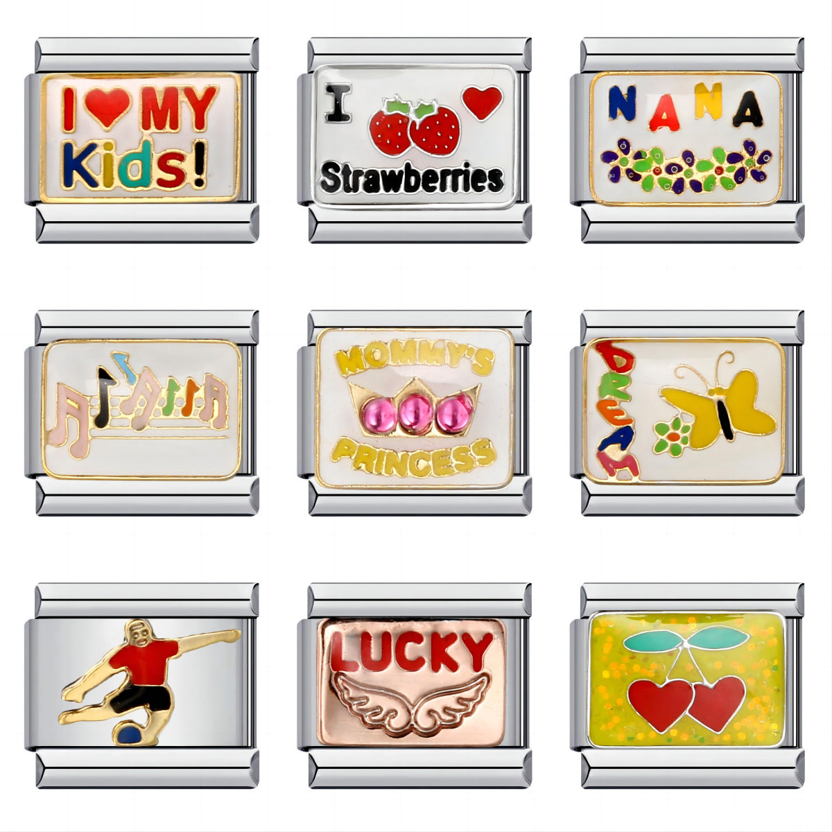 New Titanium Steel Gold Plated Welding Pattern DIY Italian Module Bracelet Italian Charm Bracelet