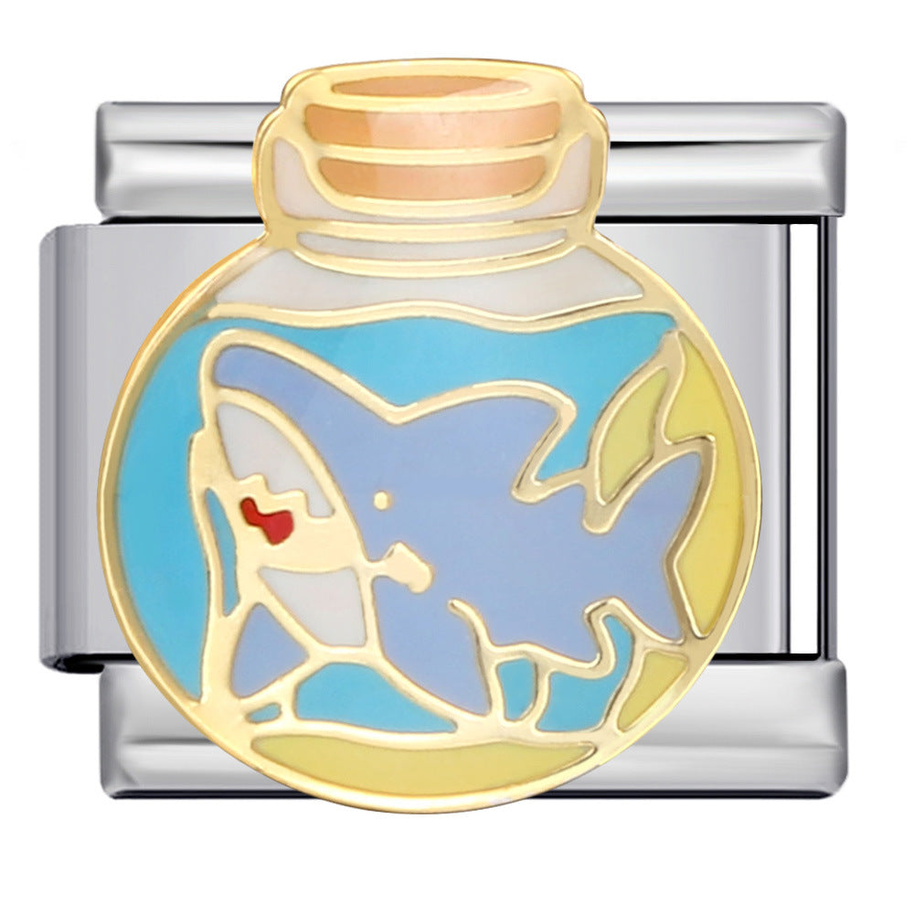 Pet Crowd Elements Italian Module Bracelet Welding Pattern Drip Oil DIY Elastic Splicing Stainless Steel Bracelet