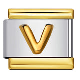 Gold Package Silver Convex Letter Italian Module Bracelet Stainless Steel DIY Elastic Splicing Strap Chain Wholesale