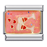 Pink Italian Modular Bracelet Titanium Steel Welding Gold Plated DIY Cartoon Free Connect Bracelet