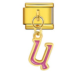 Gold Background, Colorful Oil Dripping Letters, Italian Module Bracelet, Titanium Steel Welded Hook, Fashionable and Simple Wristband Accessory