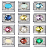 Italian Modular Birthstone Bracelet Stainless Steel Welded Colorful Zircon DIY Stretch Bangle Fashion Jewelry
