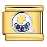 Italian Module Bracelet Gold Background Blue Diamond Letters DIY Stainless Steel Elastic Assembly Welded Strap Bracelet