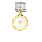 Round Pendant with Gold and Silver Base, Italian Module Bracelet, Titanium Steel Drip Oil Hook, Fashionable DIY Versatile Bracelet