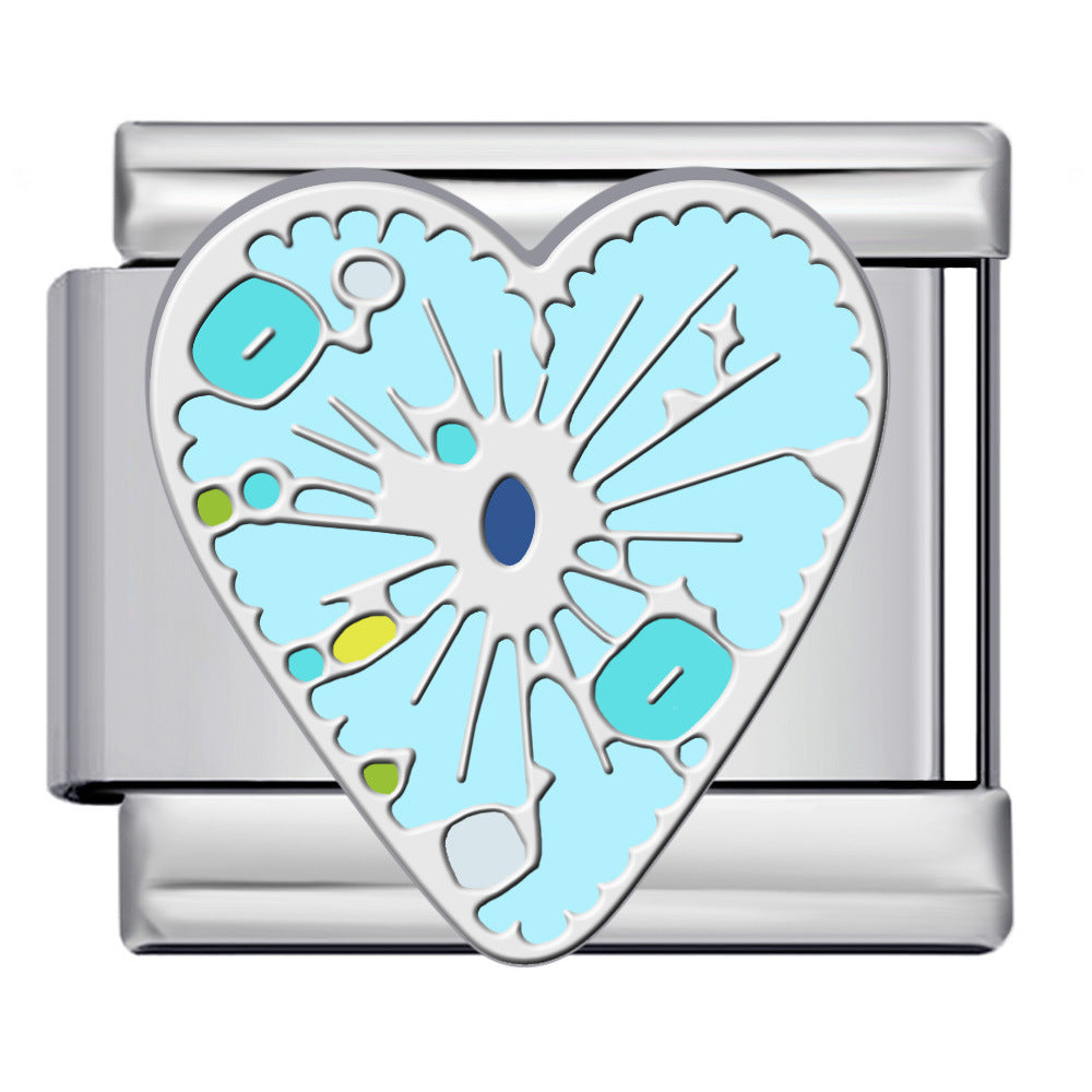 New Love Pentagram Italian Module Bracelet Titanium Steel Welding Drip Oil DIY Bracelet Little Fairy Gift