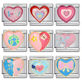 Colorful Drip Oil Love Element Italian Module Bracelet Welding Pattern DIY Elastic Splicing Stainless Steel Bracelet