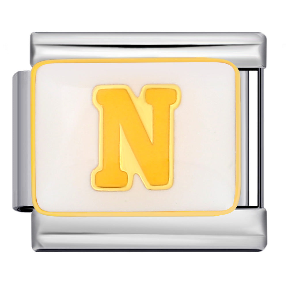 New Color Drip Oil Letter Italian Module Bracelet Titanium Steel Welding DIY Elastic Splicing Fashion Bracelet