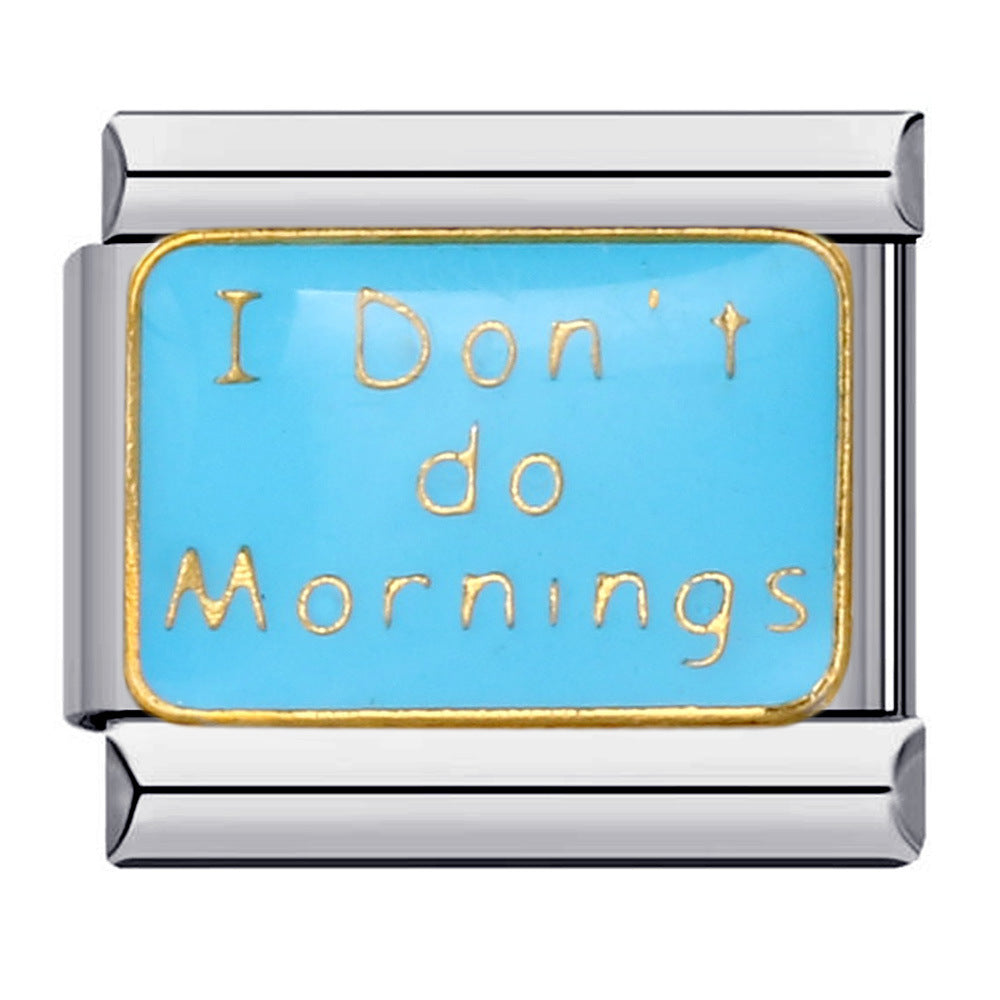 Long Letter Titanium Steel Welding Drip DIY Italian Module Bracelet Italian Charm Bracelet