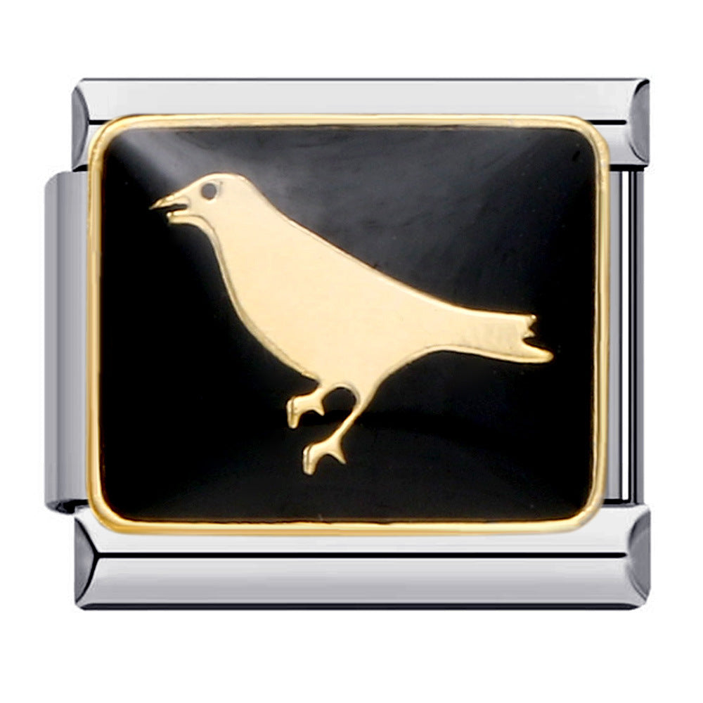 European and American Popular Halloween Module Bracelet with Titanium Steel Welding and Oil Dripping Dark Pattern Italian Modular