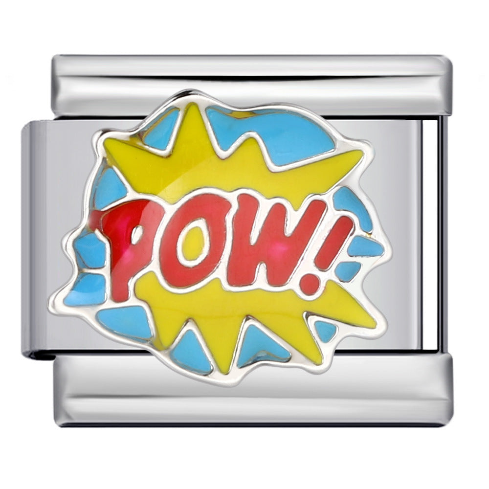 New Personalized English Italian Module Bracelet Titanium Steel Welding Drip Oil DIY Elastic Free Splicing Bracelet