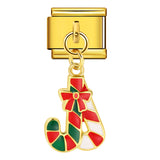 Single Hook Christmas Style Italian Module Bracelet with Gold Sole and Elastic Splicing DIY Titanium Steel Strap Chain